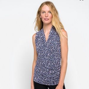 41 Hawthorn Navy Print Wrap Top Size M